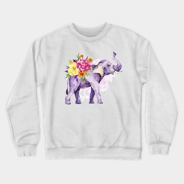 elephant and flowers Crewneck Sweatshirt by Serotonin